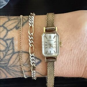 Vintage Movado Stretch 12K GF Women's Watch With Safety Chain
